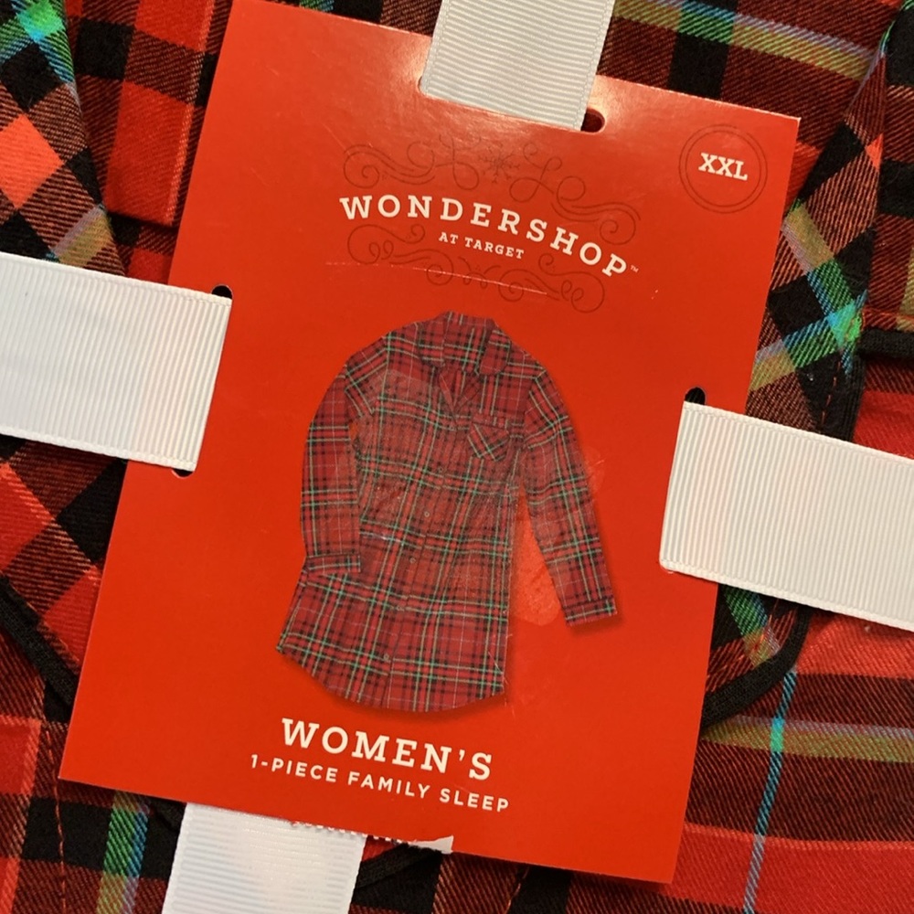 Wondershop Women’s Red Tartan Plaid Long Sleeve Button Down Night Shirt - Picture 4 of 7